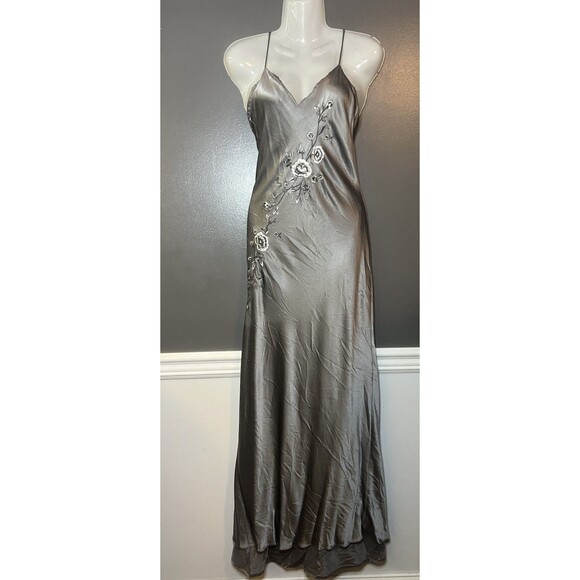 Vintage Dave & Johnny Floral Embroidered Cross Strap Formal Maxi Dress Size 8 - Picture 1 of 5